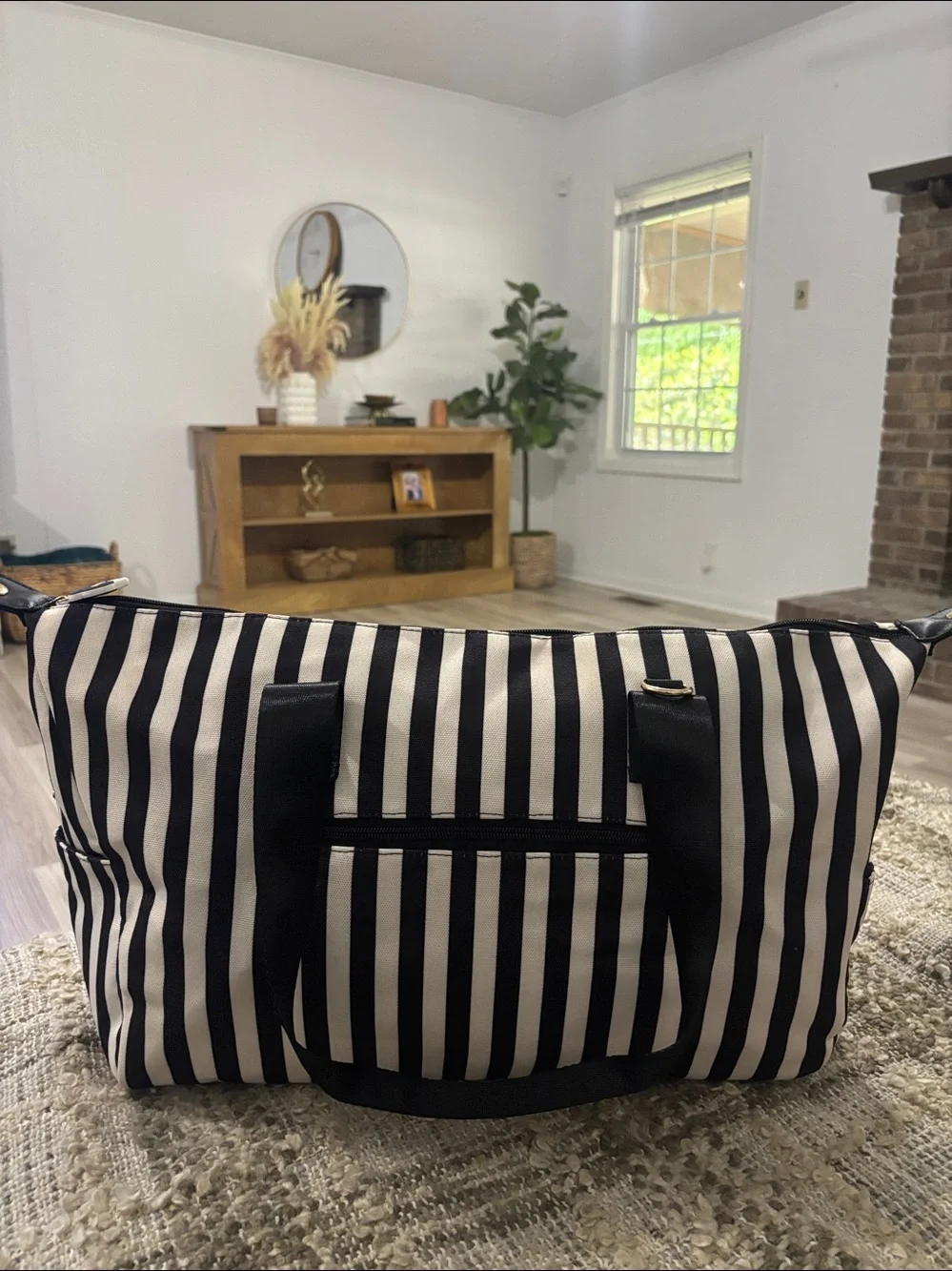 Alice + Olivia By Stacey Bendet  Positano Striped Travel Duffle Weekend Bag NWOT
